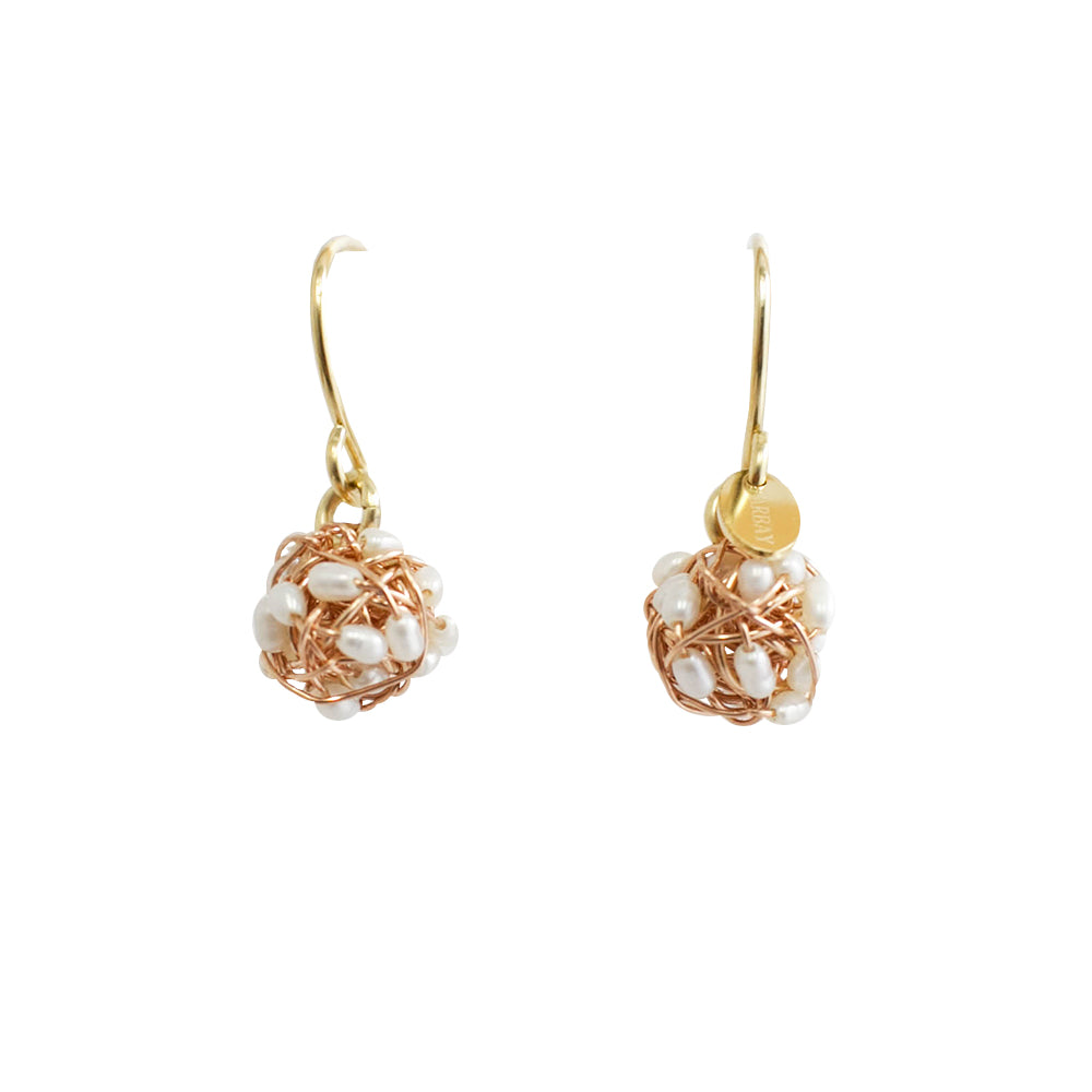 Clementina  Dangle Earrings #2 (9mm) - Rose Gold & Pearl Earrings TARBAY   