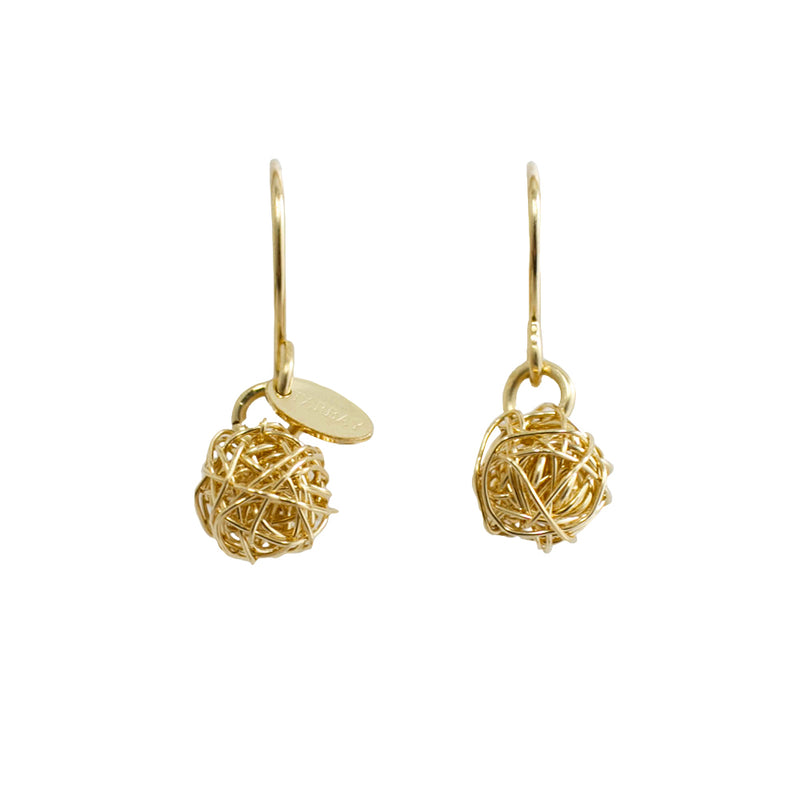Clementina  Dangle Earrings #2 (6mm) - Yellow Gold Earrings TARBAY   