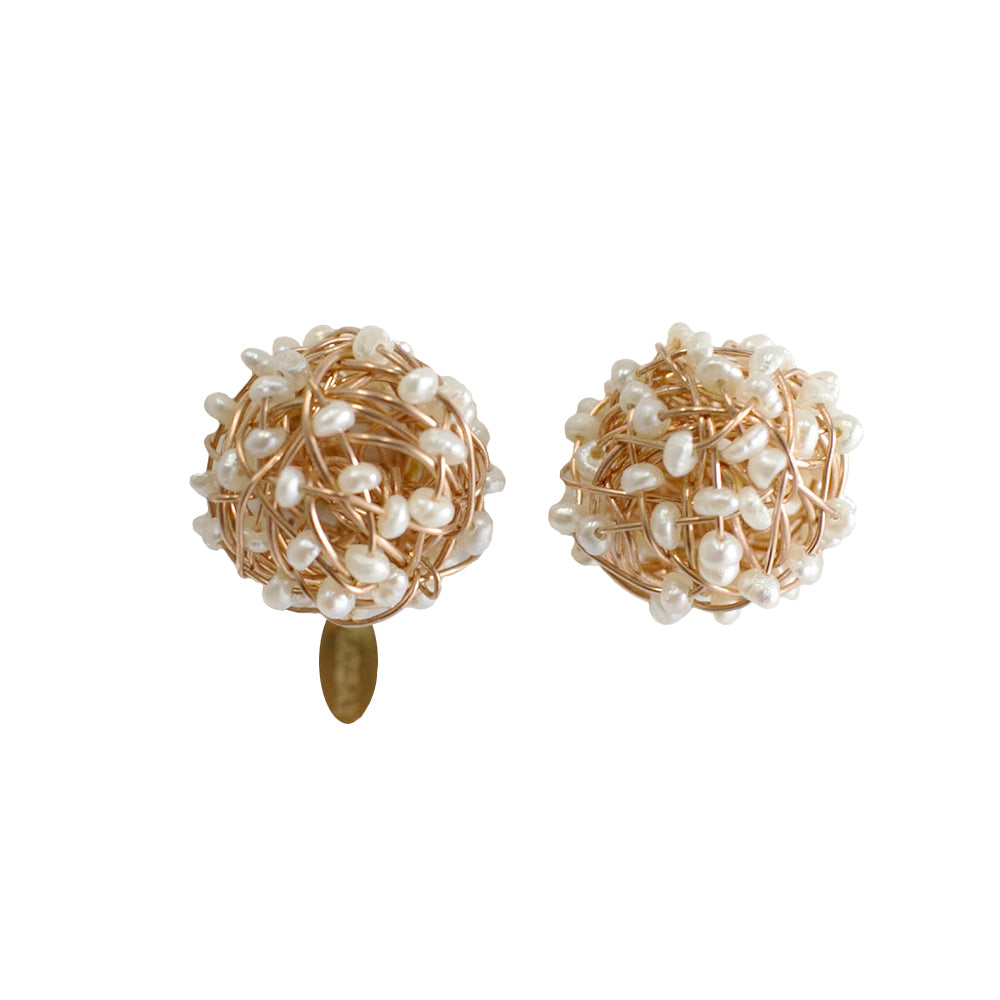 Clementina Stud Earrings #1 (12mm) - Rose Gold & Pearl Earrings TARBAY   