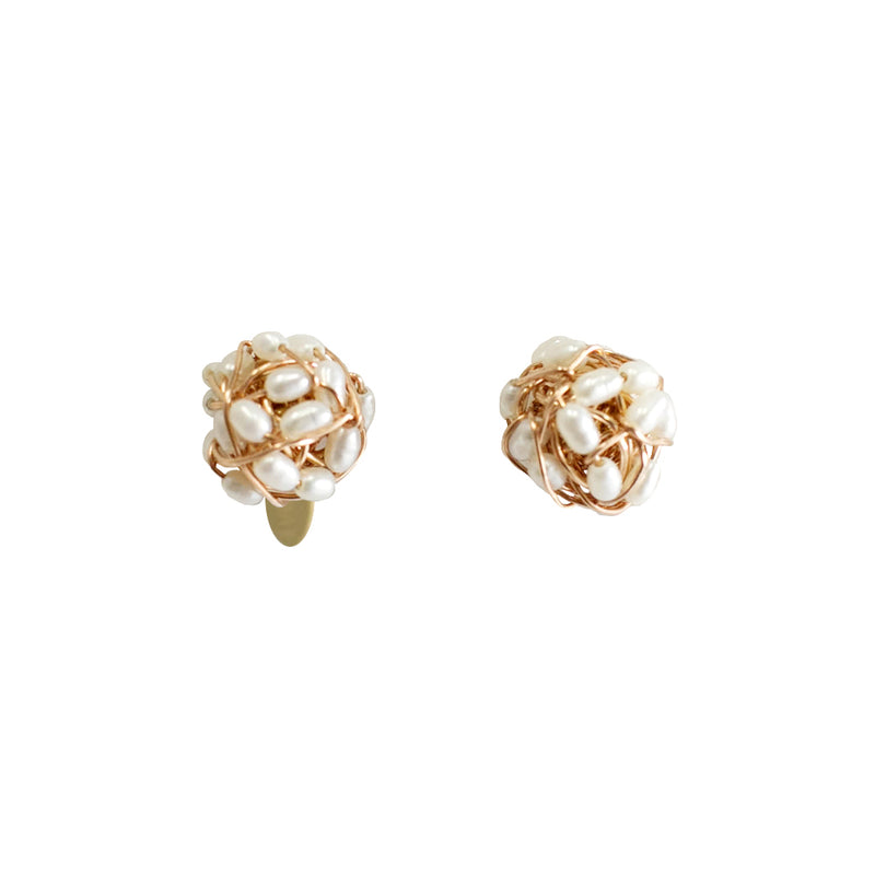 Clementina Stud Earrings #1 (9mm) - Rose Gold & Pearl Earrings TARBAY   