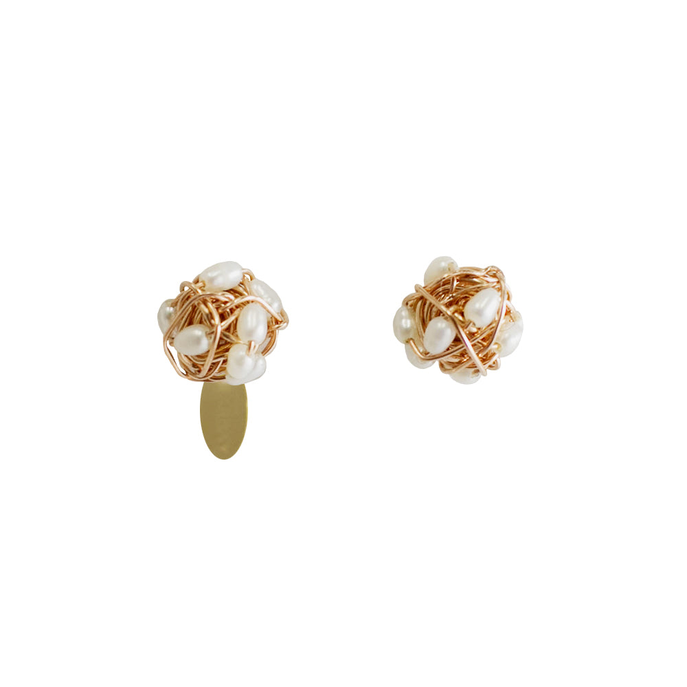 Clementina Stud Earrings #1 (6mm) - Rose Gold & Pearl Earrings TARBAY   