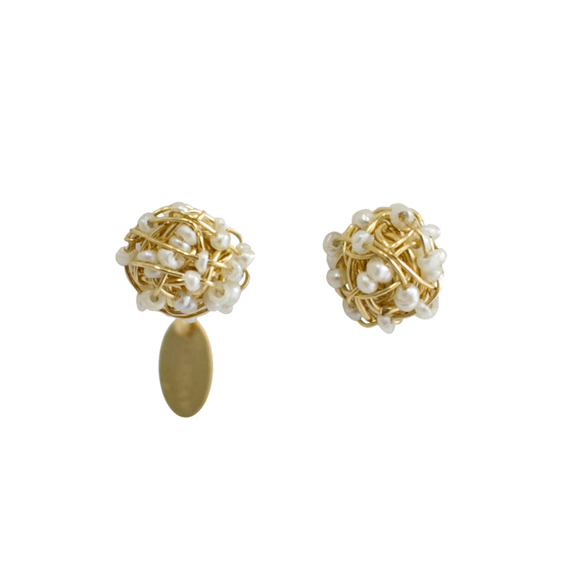 Clementina Stud Earrings #1 (6mm) - Yellow Gold & Pearl Earrings TARBAY   