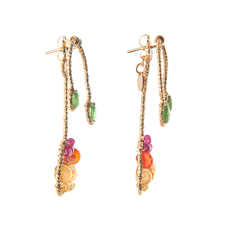 Lilli Button Dangle Earrings - Citrine, Carnelian, Spessartite, Tourmaline, Emerald & Sodalite Earrings TARBAY   