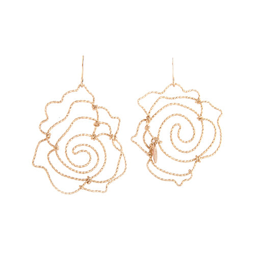 Rosas Dangle Earrings (50mm) - Yellow Gold Earrings TARBAY   