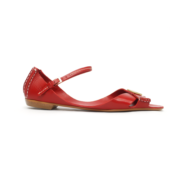Tajali Leather Sandals - Red Tajali Flats TARBAY   