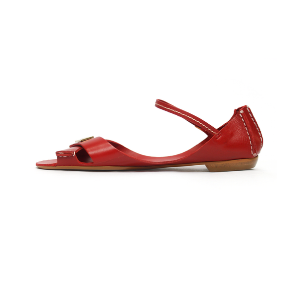 Tajali Leather Sandals - Red Tajali Flats TARBAY   