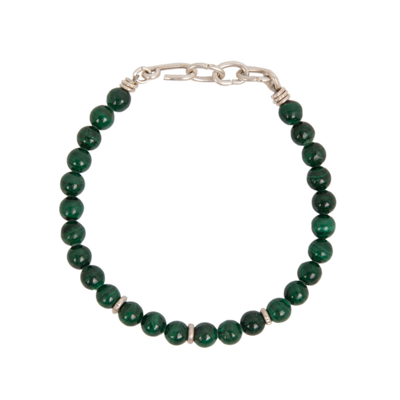 Andres Bracelet #1 (6mm) - Malachite & Sterling Silver Bracelets TARBAY   