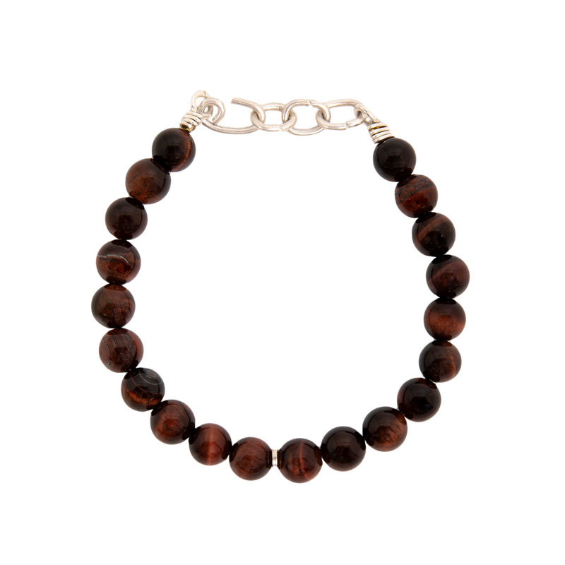 Andres Bracelet #1 (10mm) - Red Tiger's Eye & Sterling Silver Bracelets TARBAY   