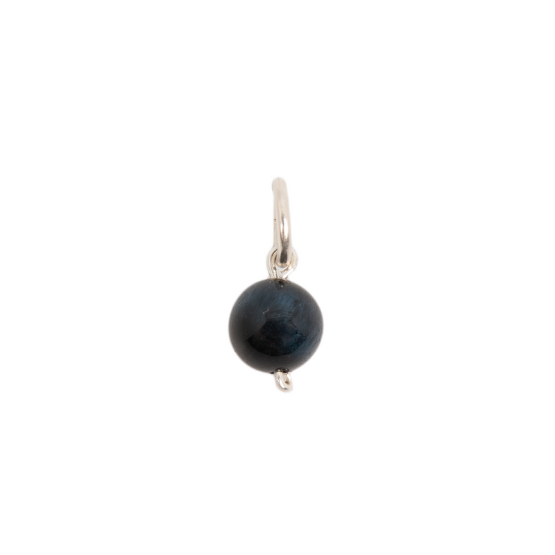 Gema Charm (10mm) - Blue Tiger's Eye & Sterling Silver Charms TARBAY   