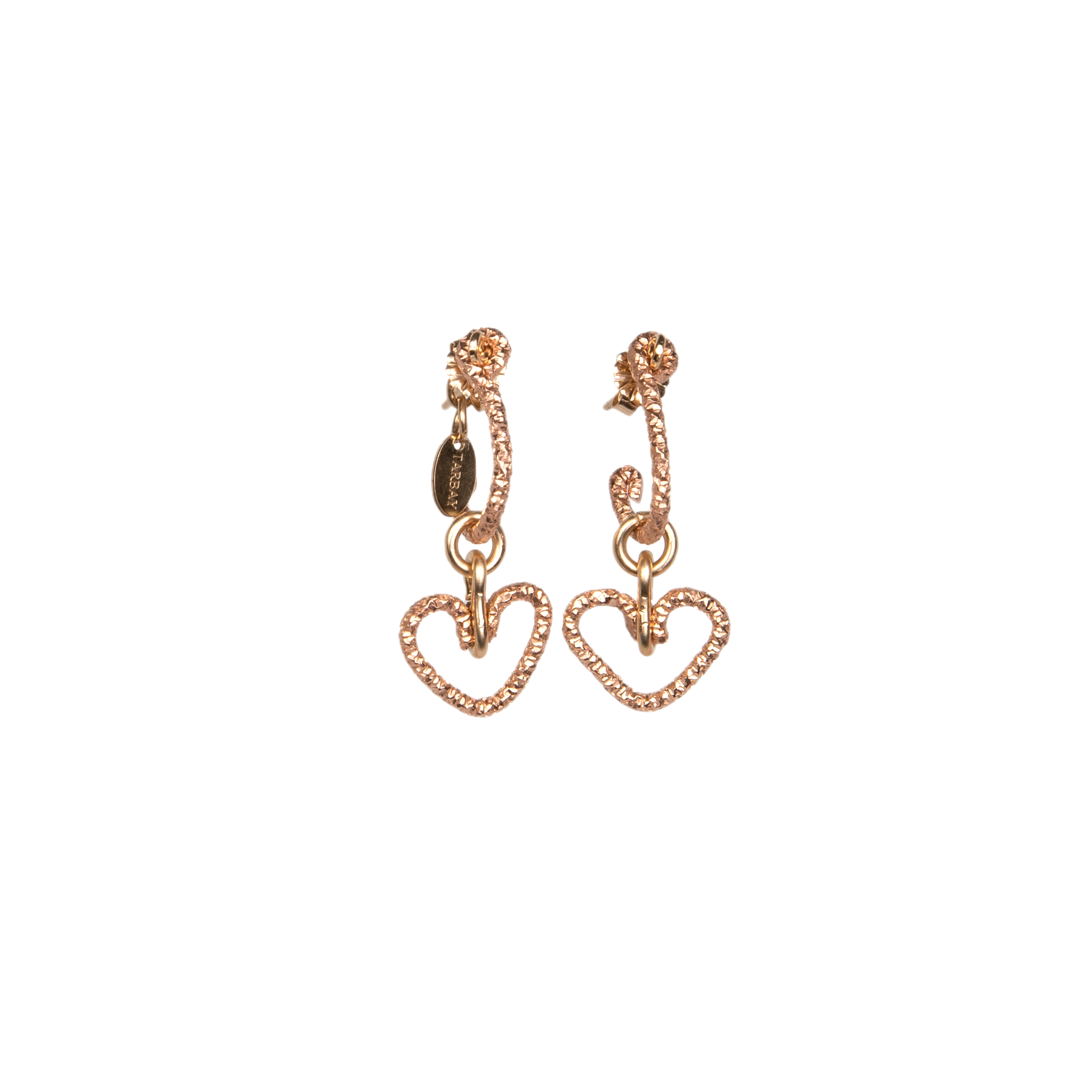 Corazon Dangle Earrings (15mm) - Yellow & Rose Gold Earrings TARBAY   