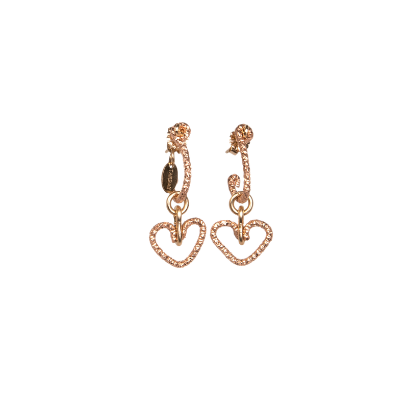 Corazon Dangle Earrings (15mm) - Yellow & Rose Gold Earrings TARBAY   