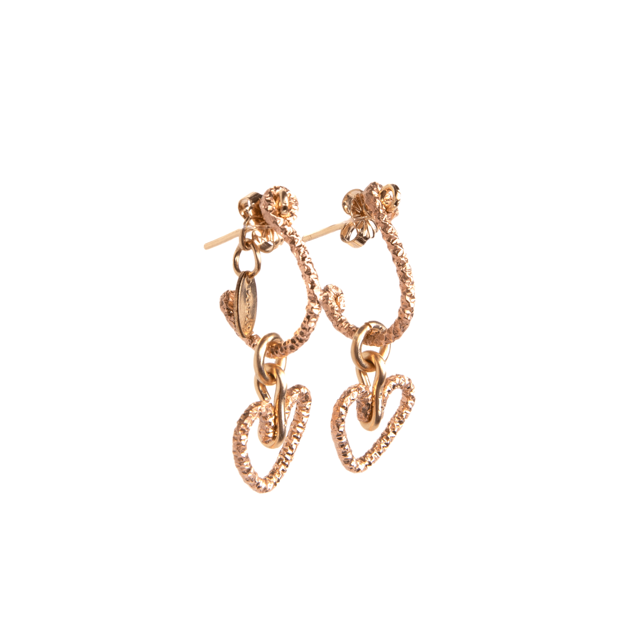 Corazon Dangle Earrings #3 (30mm) - Yellow & Rose 14K Gold-Filled Earrings CLASICOS