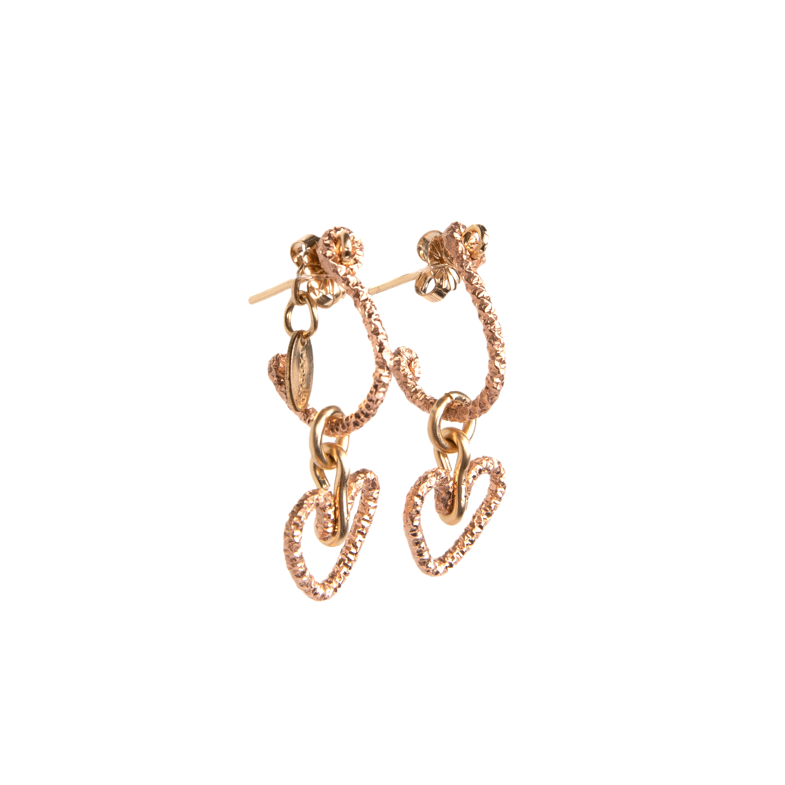 Corazon Dangle Earrings (15mm) - Yellow & Rose Gold Earrings TARBAY   