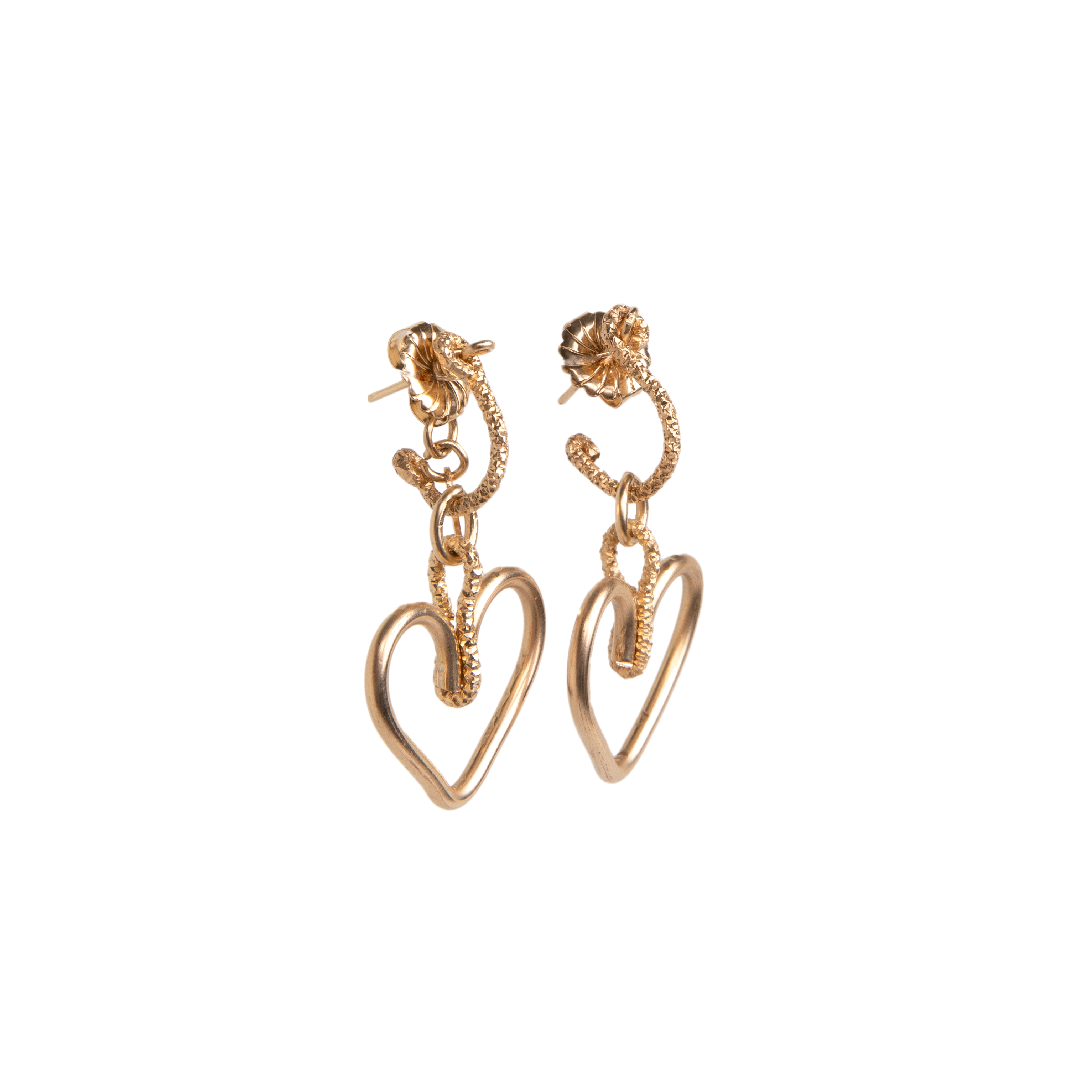 Corazon Dangle Earrings (25-27mm) - Yellow & Rose Gold Earrings TARBAY   