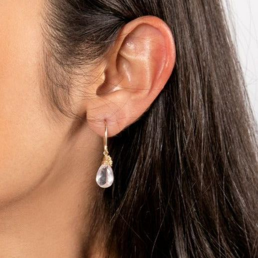 Gema Dangle Earrings (12mm) - Rose Quartz Earrings TARBAY   