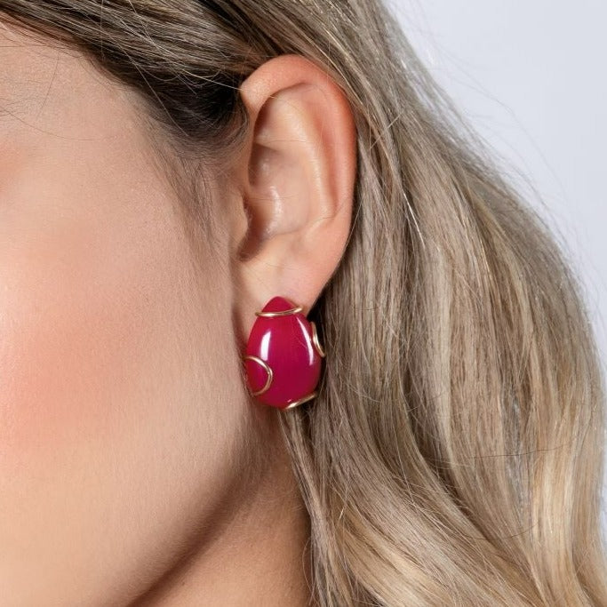 Zingiber Earrings - Pink Agate Earrings TARBAY   