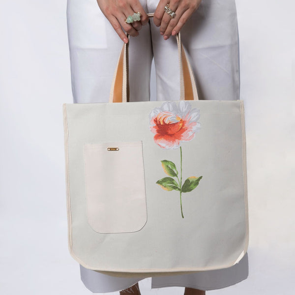 Fiore Flowered Tote Bag - White Totes TARBAY   