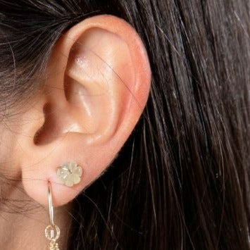 Gyros Stud Earrings (8mm) - Prehnite Earrings TARBAY   