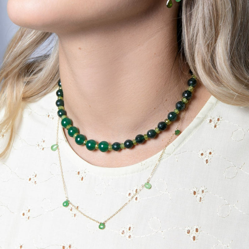 Bugambilia Necklace - Jade & Green Garnet Necklaces TARBAY   