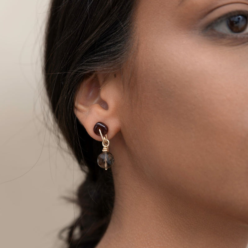 LouLou Dangle Earrings - Spessartite & Smoky Quartz Earrings TARBAY   