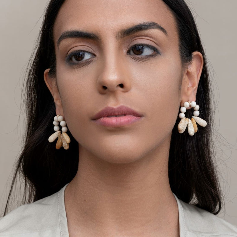 Petra Dangle Earrings (40mm) - Jasper & Petoskey Stone Earrings TARBAY   
