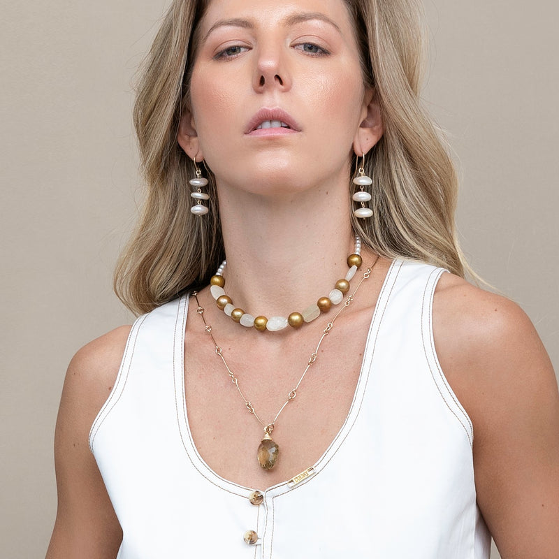 Amuleto Pendant with chain - Lemon Topaz Necklaces TARBAY   