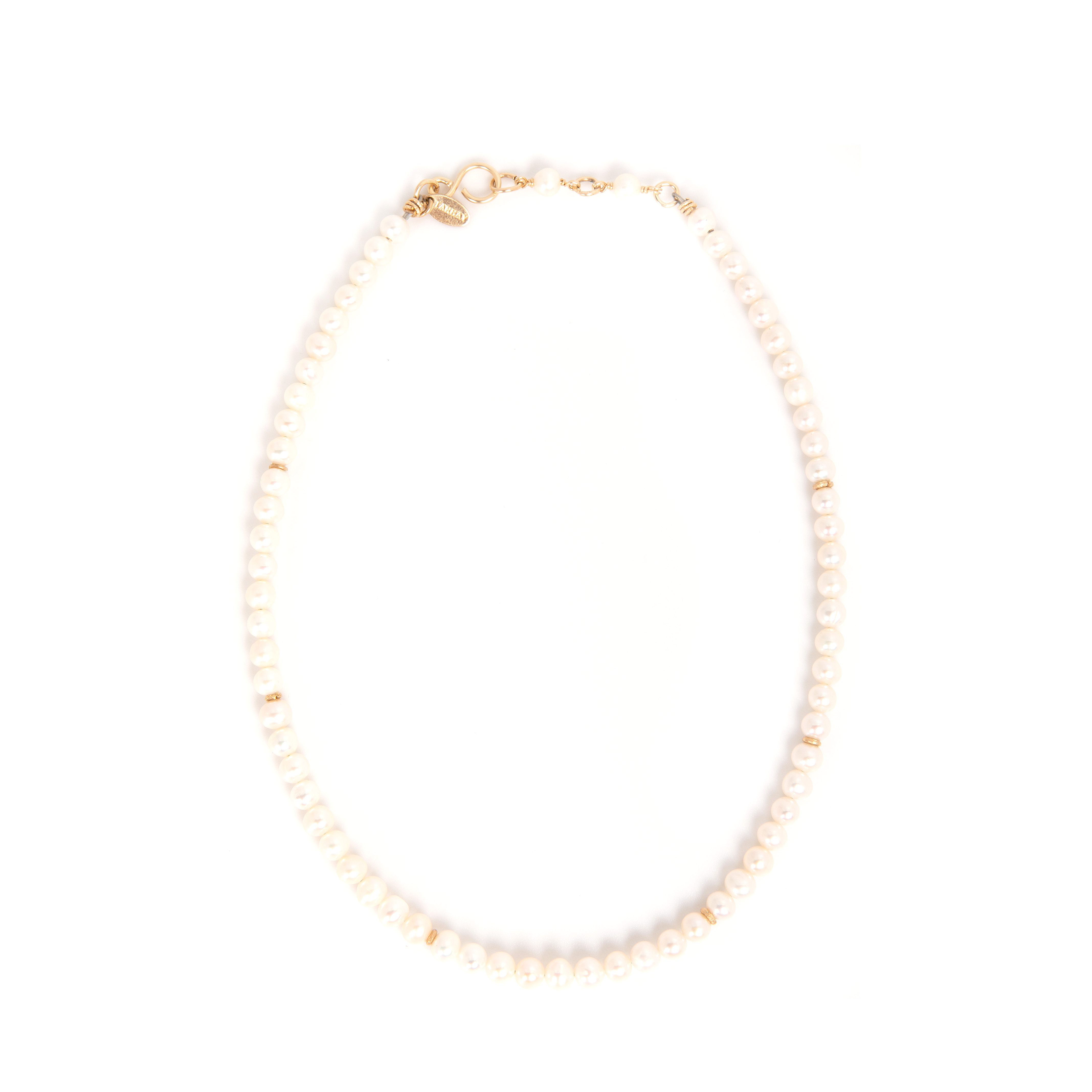 Pearl Necklace #2 (6mm) - White Pearl & Yellow Gold Necklaces TARBAY   