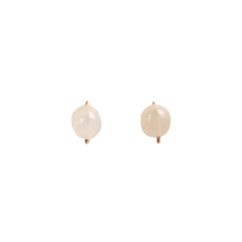 Solitario Earrings #1 (12mm) - Moon Stone Earrings TARBAY   