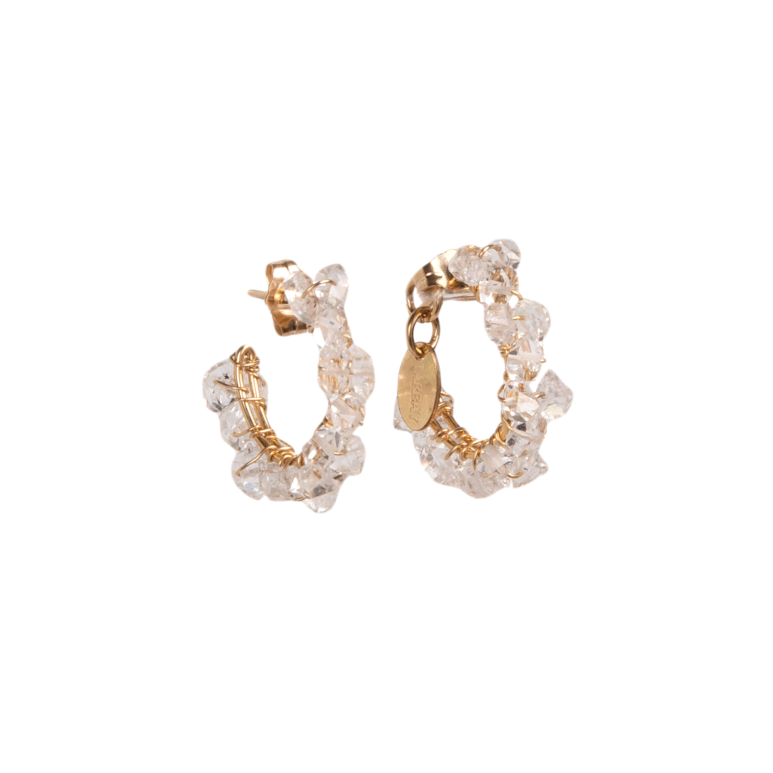Cleopatra Hoop Earrings #1 (20mm) - Diamond Quartz Earrings TARBAY   