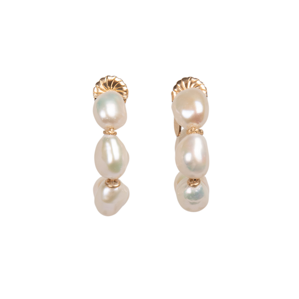 Cubagua Hoop Earrings #1 (30mm) - White Pearl Earrings TARBAY   