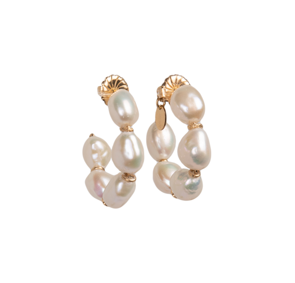Cubagua Hoop Earrings #1 (30mm) - White Pearl Earrings TARBAY   