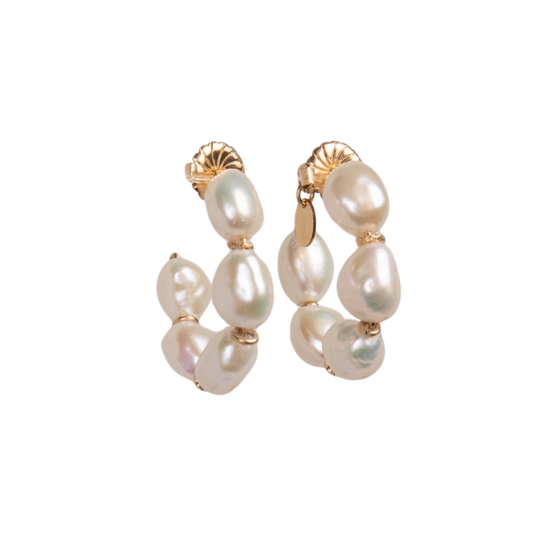 Cubagua Hoop Earrings #1 (30mm) - White Pearl Earrings TARBAY   