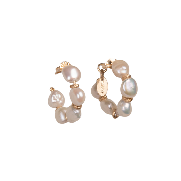 Cubagua Hoop Earrings #1 (20mm) - White Pearl Earrings TARBAY   