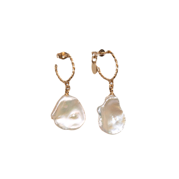 Keshi Hoop Earrings #4 (15mm) - Pearl Earrings TARBAY   
