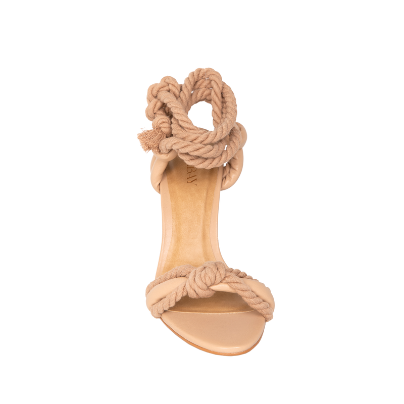 Arenisca Lace up High Heel Leather Sandals - Camel Heels TARBAY   