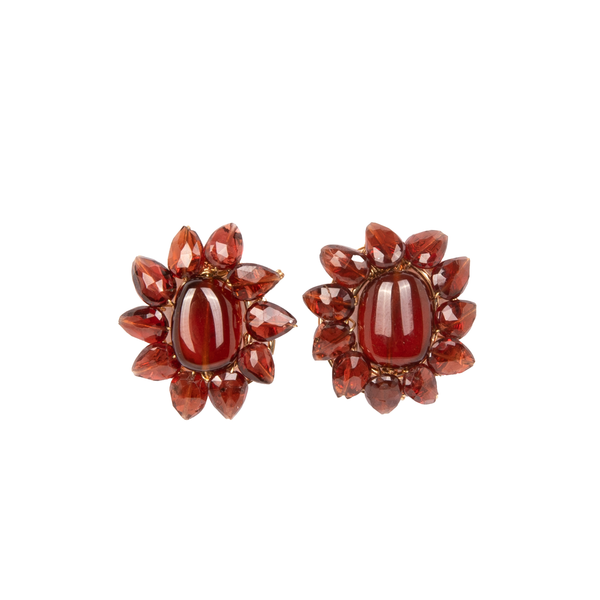 Guzmania Earrings #1 (26-28mm) - Hessonite & Garnet Earrings TARBAY   