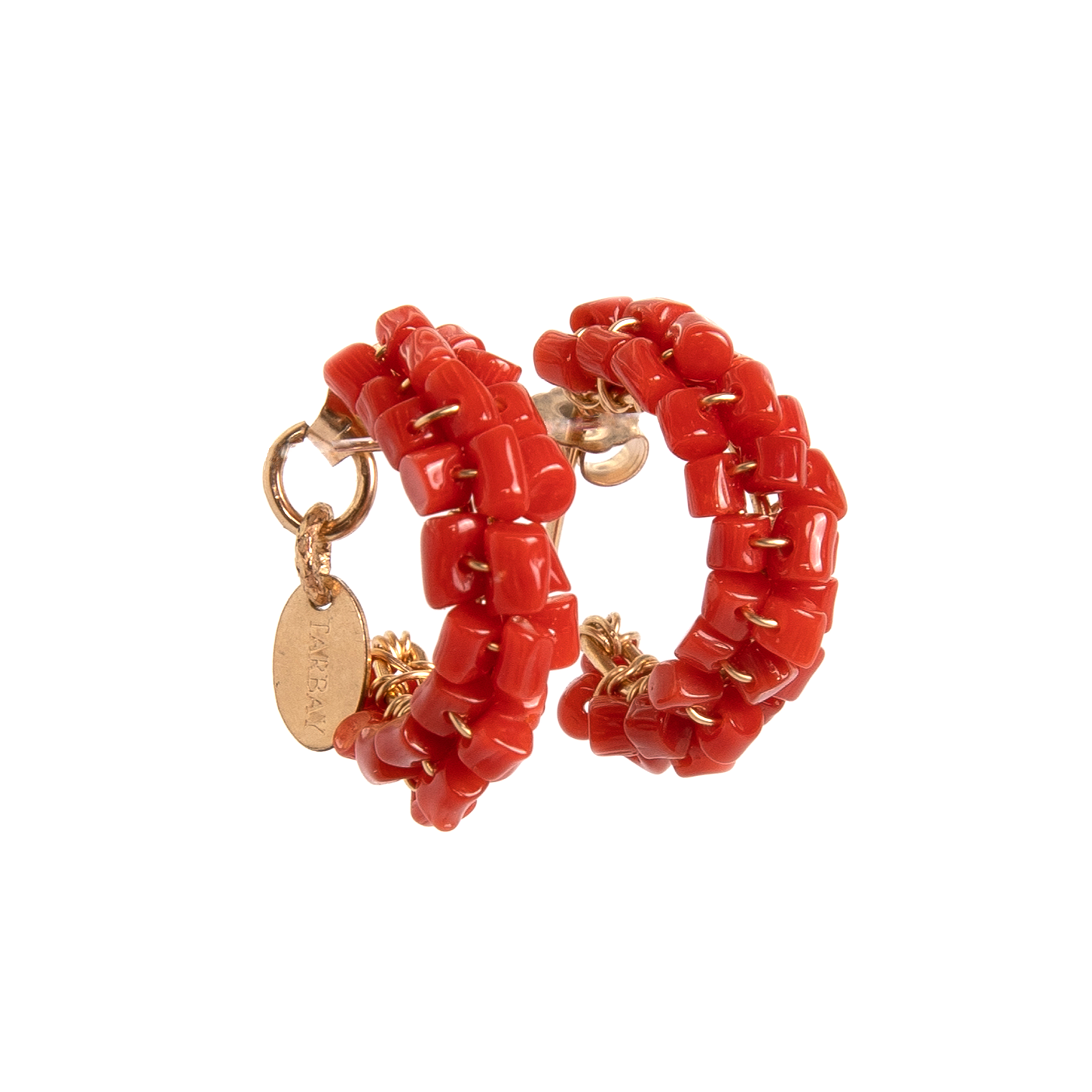 Cleopatra Hoop Earrings #2 (20mm) - Red Coral Earrings TARBAY   
