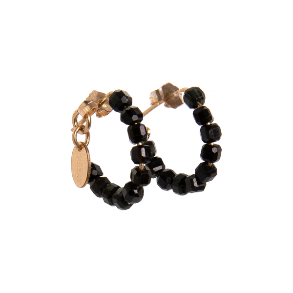 Neith Hoop Earrings #1 (15mm) - Black Spinel Earrings TARBAY   