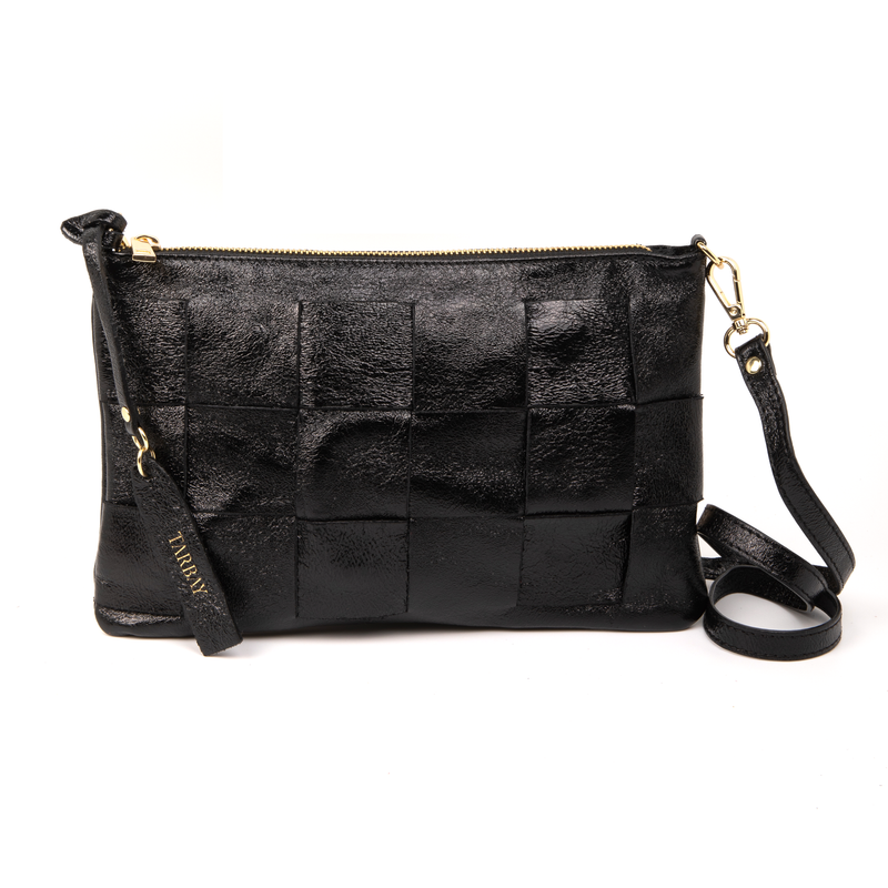 Maia Clutch & Crossbody Bag - Metallic Black Clutches TARBAY   