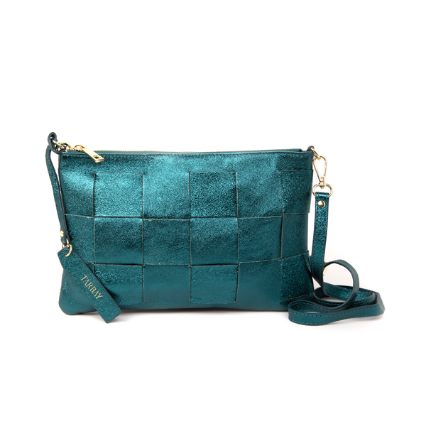 Maia Clutch & Crossbody Bag - Metallic Turquoise Clutches TARBAY   