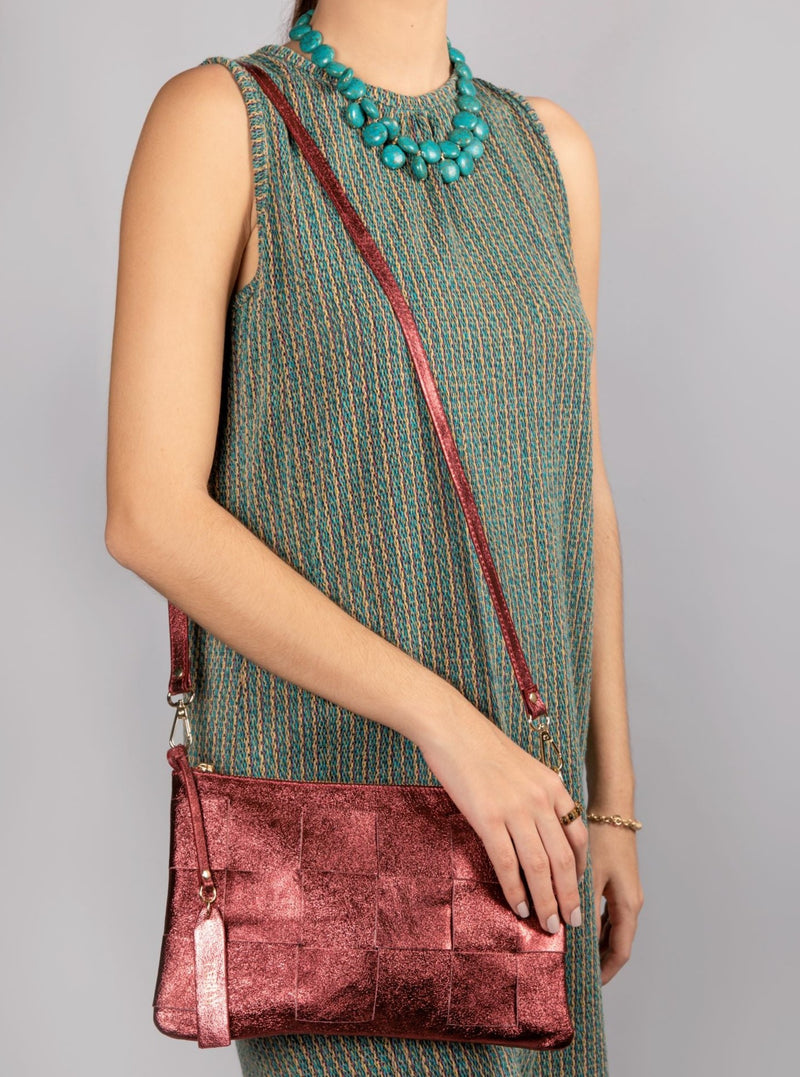 Maia Clutch & Crossbody Bag - Metallic Red Clutches TARBAY   