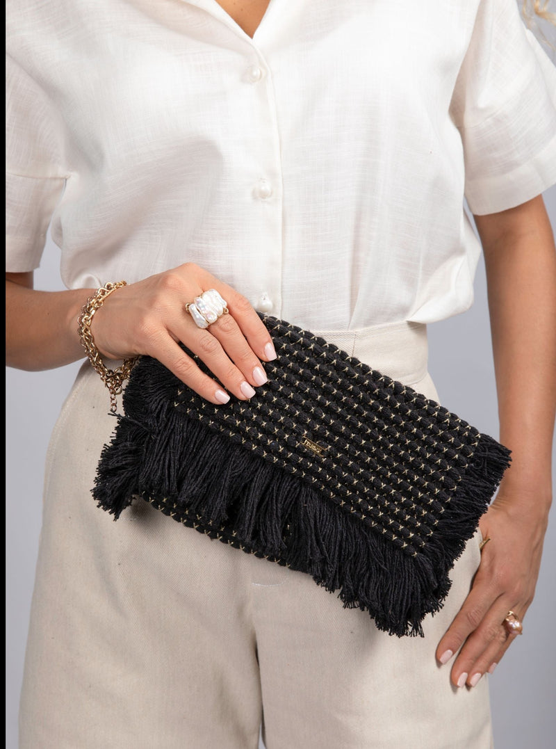 Gossypium Clutch Bag - Black Clutches TARBAY   