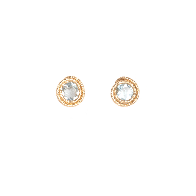 Carmencita Stud Earrings (6mm) - Aquamarine Earrings TARBAY   