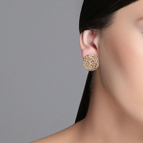 Aura Stud Earrings #1 (20mm) - Yellow Gold Earrings TARBAY   