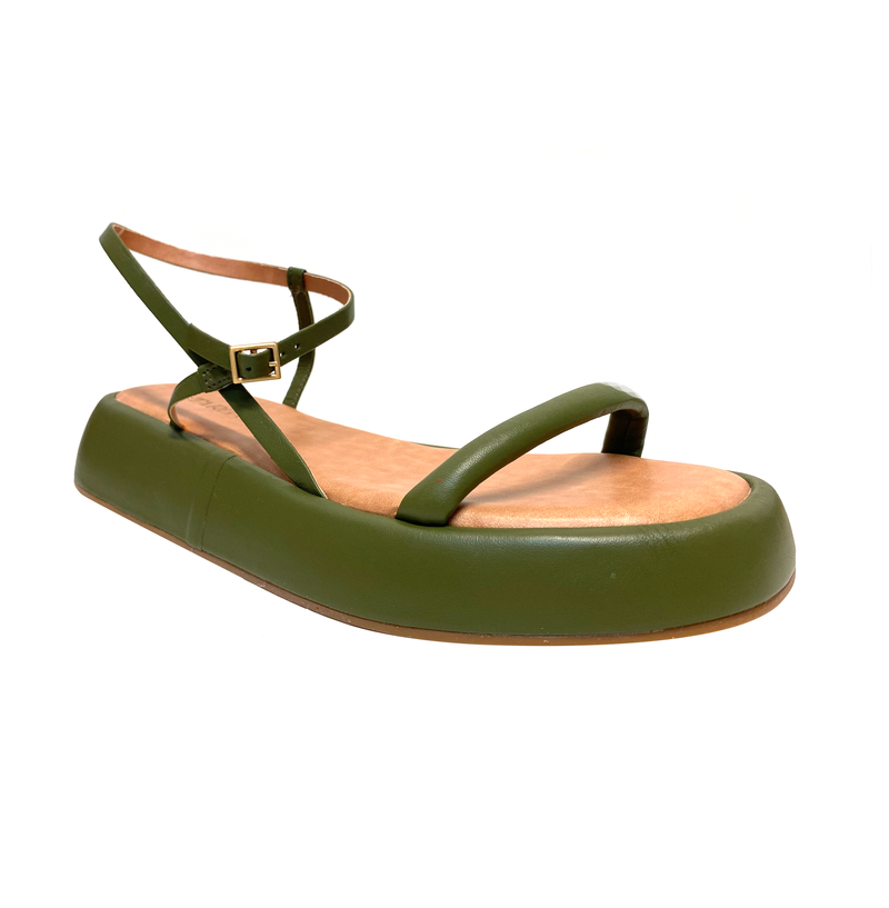 Salome Flat Sandals - Moss Green Flats TARBAY   