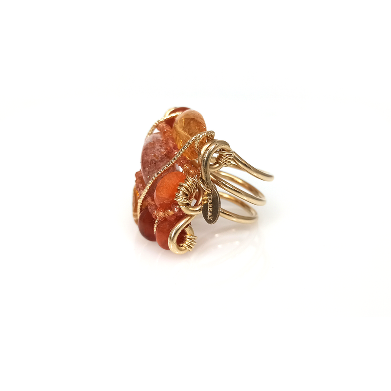 Mermelada Orange and Yellow Ring - Carnelian, Fire Opal, Spessartite, Moon Stone, Citrine, Imperial Topaz, Yellow aquamarine & Calcite Rings TARBAY   
