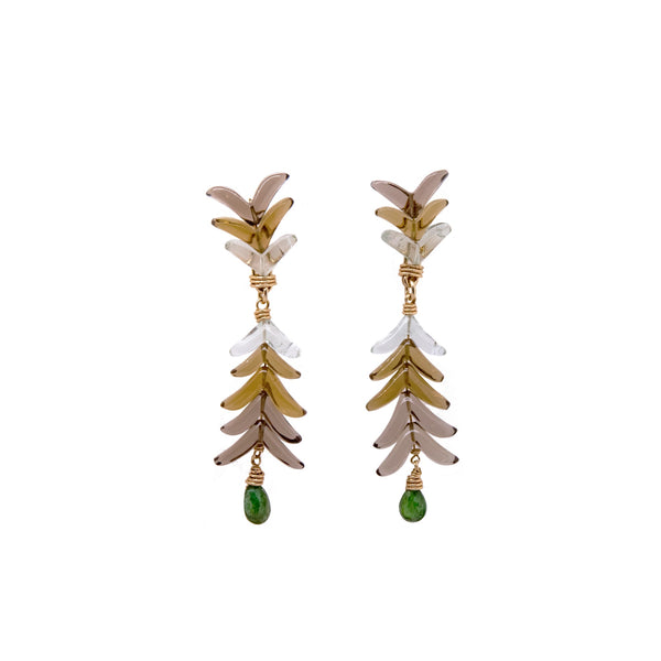 Apana Earrings - Quartz, Green Amethyst & Tsavorite Earrings TARBAY   