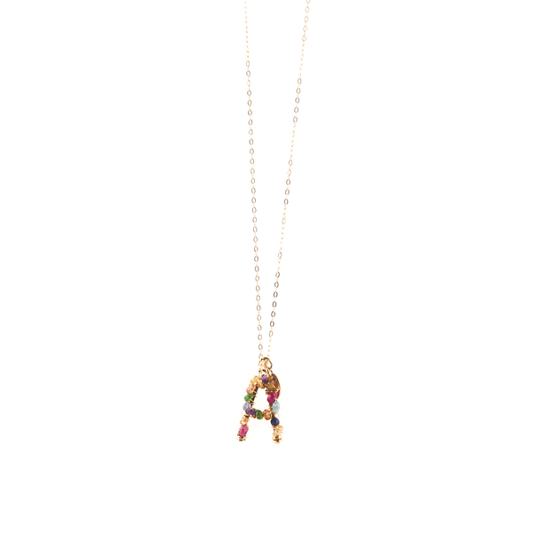 Handmade Letter Charm #2 (20mm) - Ruby, Emerald, Peridot, Rose Sapphire, Carnelian, Rose Tourmaline, Sodalite & Rose Quartz Charms TARBAY A  