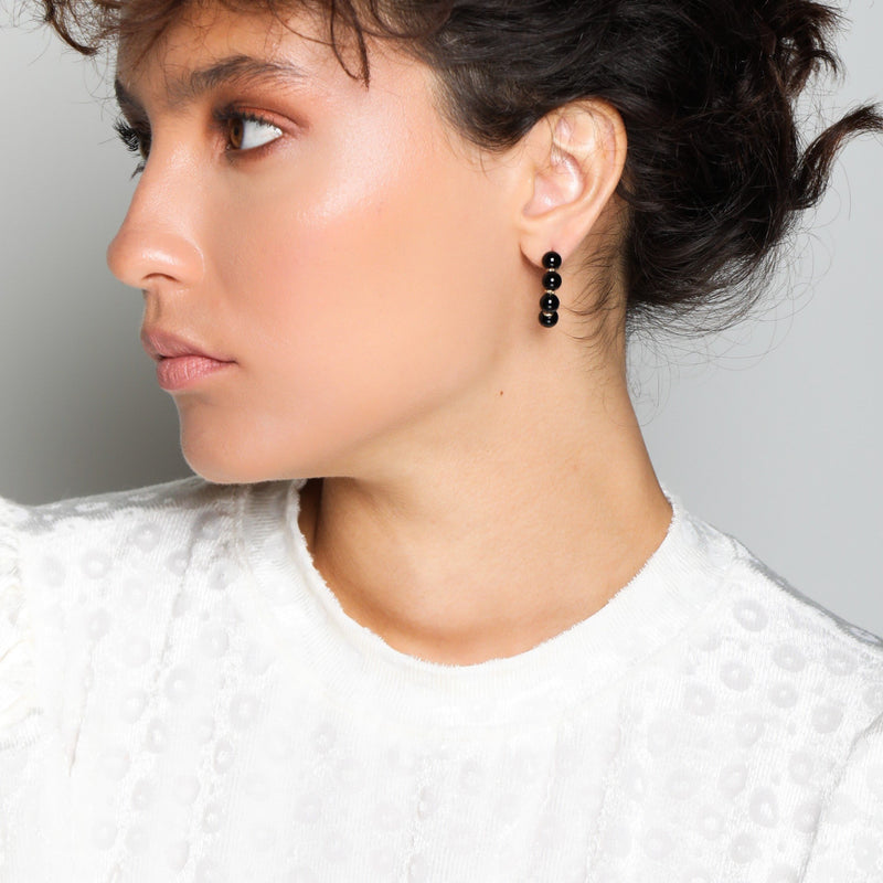 Acerola Hoop Earrings (25mm) - Black Onyx Earrings TARBAY   
