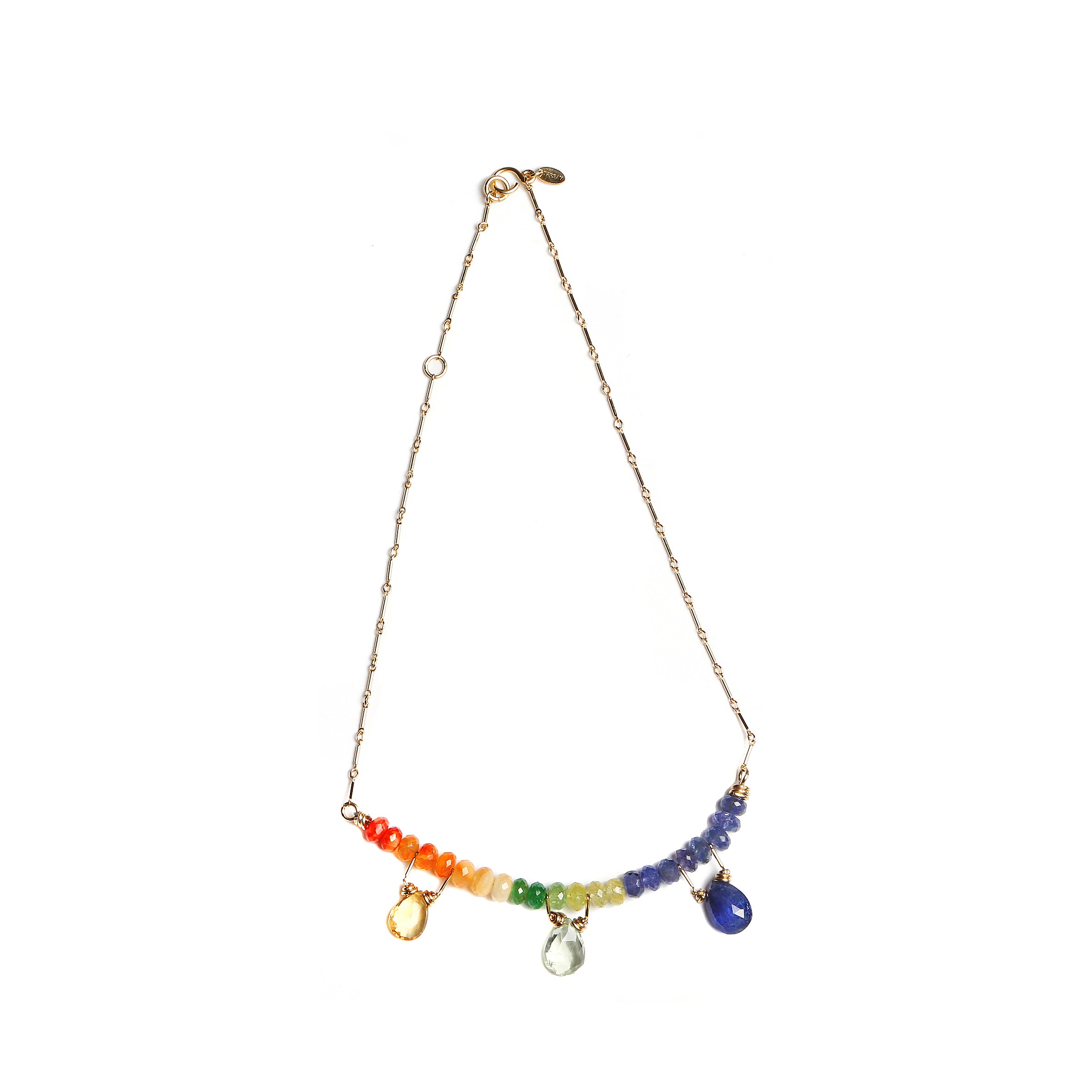 Aicha Arcoiris Necklace - Tanzanite, emerald, garnet, peridot, fire opal Necklaces TARBAY   